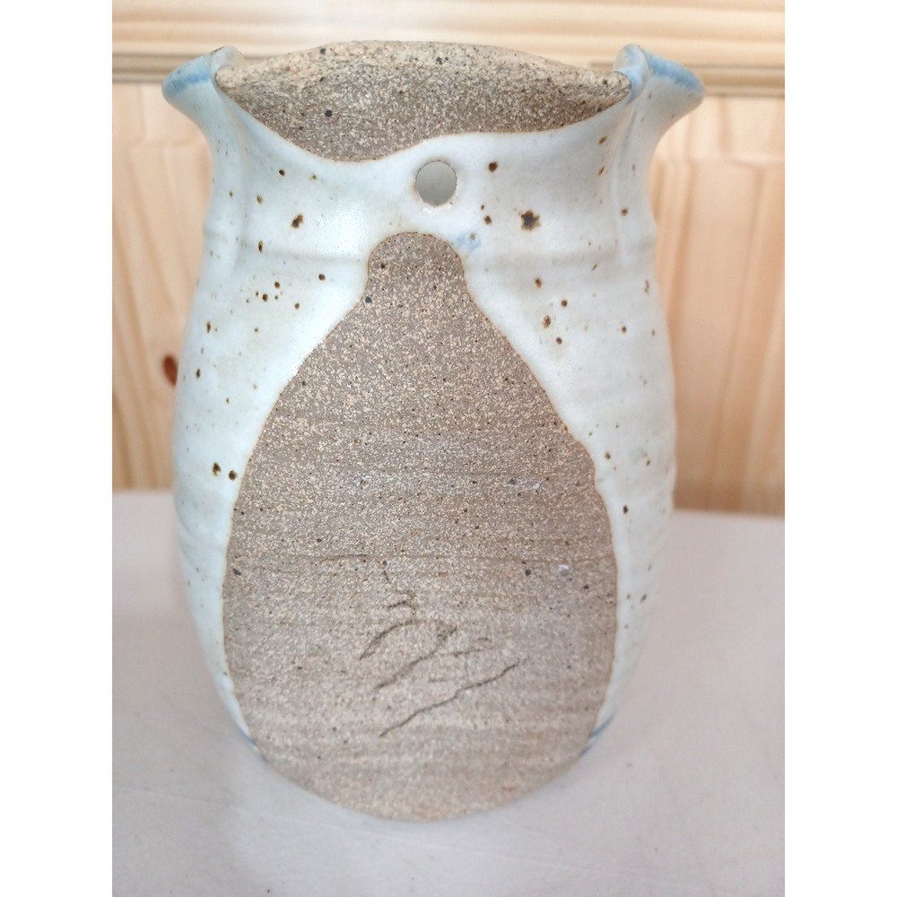 VTG Blue Heart Salt Speckled Stoneware Wall Vase Pocket 7x4 Country Cottage - Picture 4 of 16